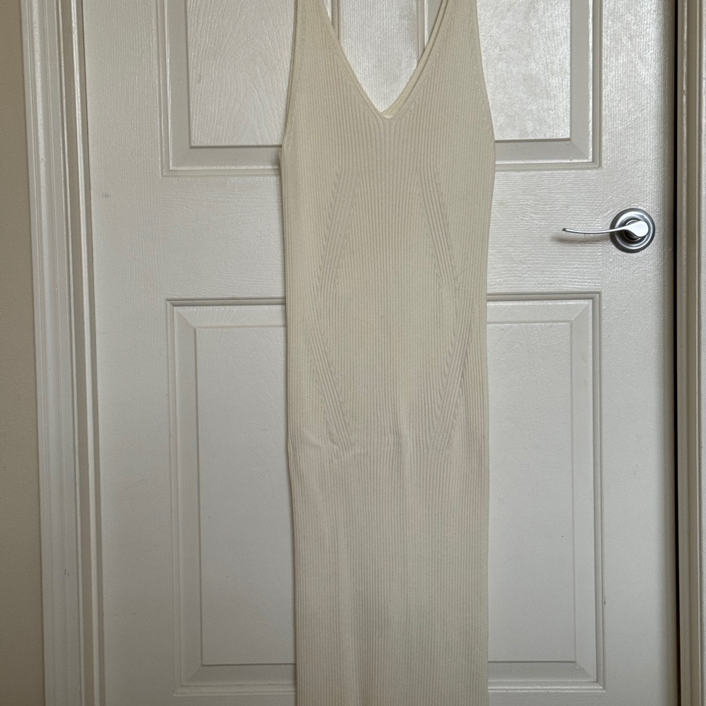 H&M Ribbed Body Con Knit Cream Dress XXL